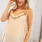 Peach Wool Dobby V Neck Ruffle Hem Tank Top