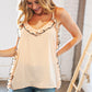 Peach Wool Dobby V Neck Ruffle Hem Tank Top
