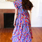 Feel Your Best Purple Abstract Print Smocked Ruffle Sleeve Maxi Dress