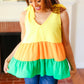 Yellow & Tangerine Tiered Shoulder Tie Crepe Top