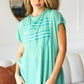Mint Embroidered Woven Short Sleeve Dolman Top