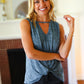 Blue Two-Tone Sweater Knit Cut Out Neck Top