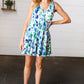 Green & Blue Floral Sleeveless Surplice Romper