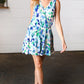 Green & Blue Floral Sleeveless Surplice Romper