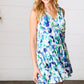 Green & Blue Floral Sleeveless Surplice Romper