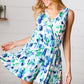 Green & Blue Floral Sleeveless Surplice Romper