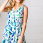 Green & Blue Floral Sleeveless Surplice Romper