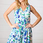 Green & Blue Floral Sleeveless Surplice Romper
