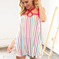 Multi Vertical Stripe Keyhole Tank Top