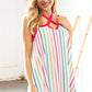 Multi Vertical Stripe Keyhole Tank Top