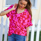 Tropical Trance Magenta Floral V Neck Woven Top