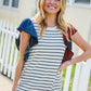 Glam It Up Red & Blue Glitter Flutter Sleeve Striped Top