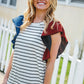 Glam It Up Red & Blue Glitter Flutter Sleeve Striped Top