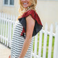 Glam It Up Red & Blue Glitter Flutter Sleeve Striped Top