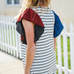 Glam It Up Red & Blue Glitter Flutter Sleeve Striped Top