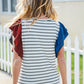Glam It Up Red & Blue Glitter Flutter Sleeve Striped Top