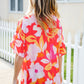 Tropical Vibes Peach Floral Dolman Ruffle Frill Sleeve Blouse