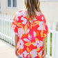 Tropical Vibes Peach Floral Dolman Ruffle Frill Sleeve Blouse