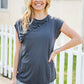 Charming In Charcoal Asymmetrical Shirred Modal Top