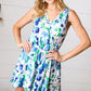 Green & Blue Floral Sleeveless Surplice Romper
