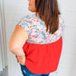 Red Boho Print Tie Neck Dolman Top