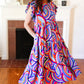 Feel Your Best Purple Abstract Print Smocked Ruffle Sleeve Maxi Dress
