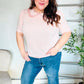 New Day Blush Flat Collar Floral French Terry Blouse
