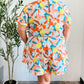 Tropical Trance Coral Tropical Floral Surplice Woven Romper