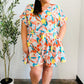Tropical Trance Coral Tropical Floral Surplice Woven Romper