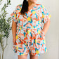 Tropical Trance Coral Tropical Floral Surplice Woven Romper
