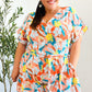 Tropical Trance Coral Tropical Floral Surplice Woven Romper