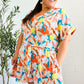 Tropical Trance Coral Tropical Floral Surplice Woven Romper