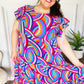 Feel Your Best Purple Abstract Print Smocked Ruffle Sleeve Maxi Dress
