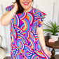 Feel Your Best Purple Abstract Print Smocked Ruffle Sleeve Maxi Dress