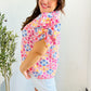 Beautiful You Ivory Floral Lace Frill Notch Neck Puff Sleeve Top